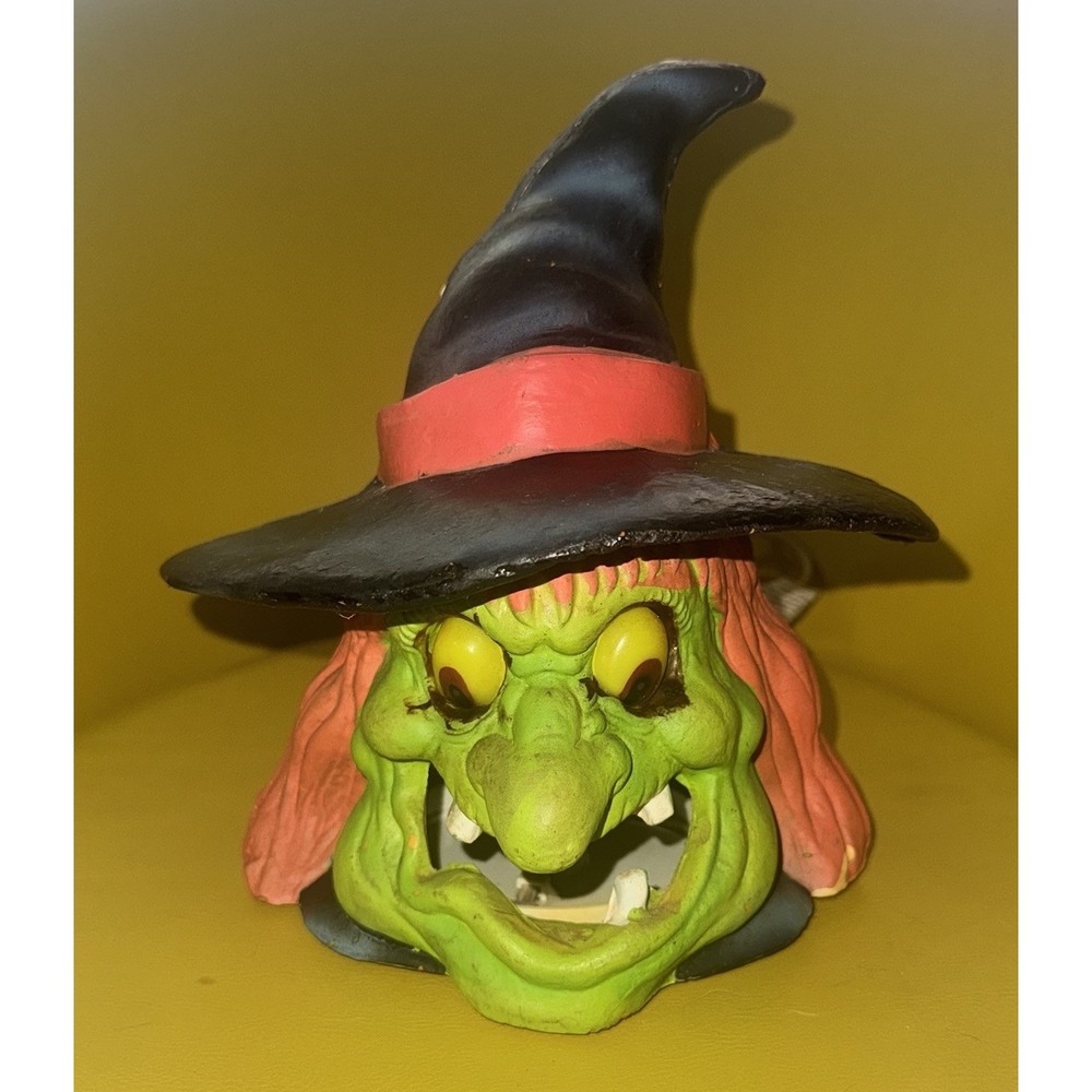 Vtg Trendmaster Light Up Witch Head Halloweeen Decoration Works 1993 Spooky